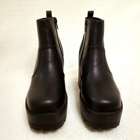 UNIONBAY Women’s Black Paula Platform Heeled Chunky Lug Sole Ankle Boots - 7.5 - Picture 3 of 15